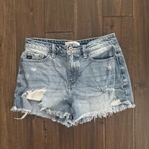 KanCan Light Wash Distressed Denim Shorts M